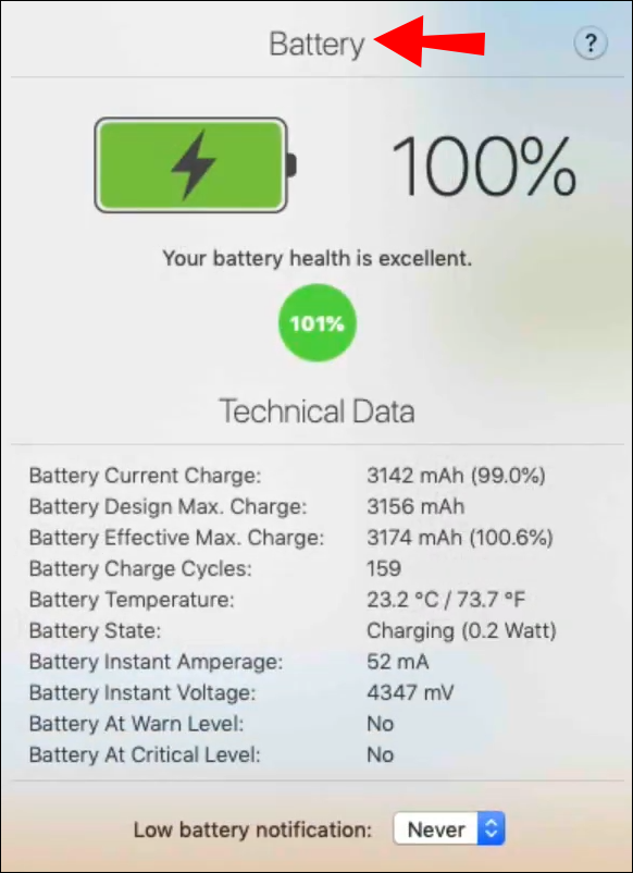 how to see battery health on ipad