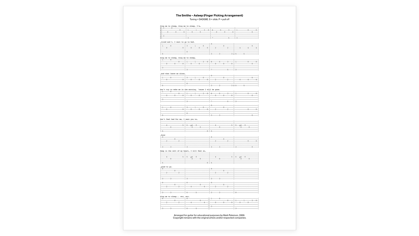 asleep the smiths chords