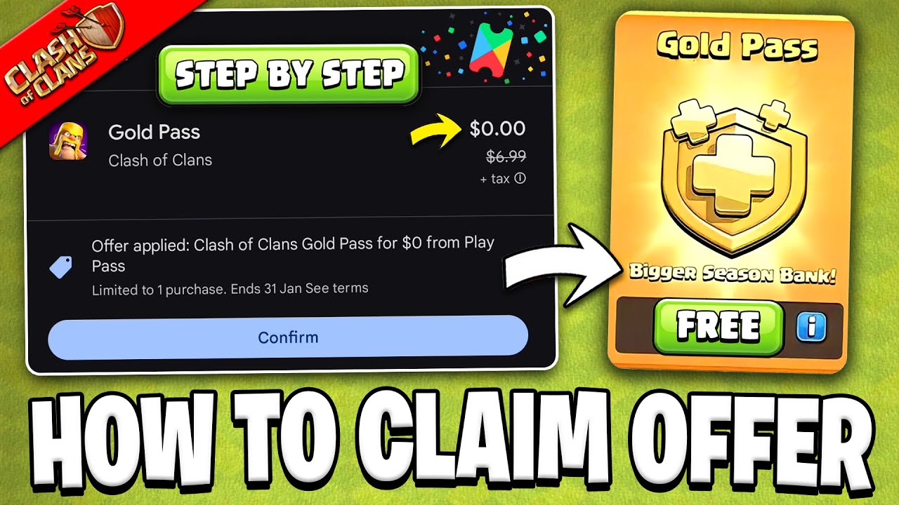 how to get free gold pass in coc