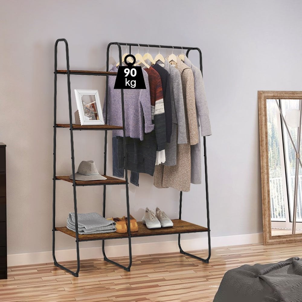 clothing rack with shelves