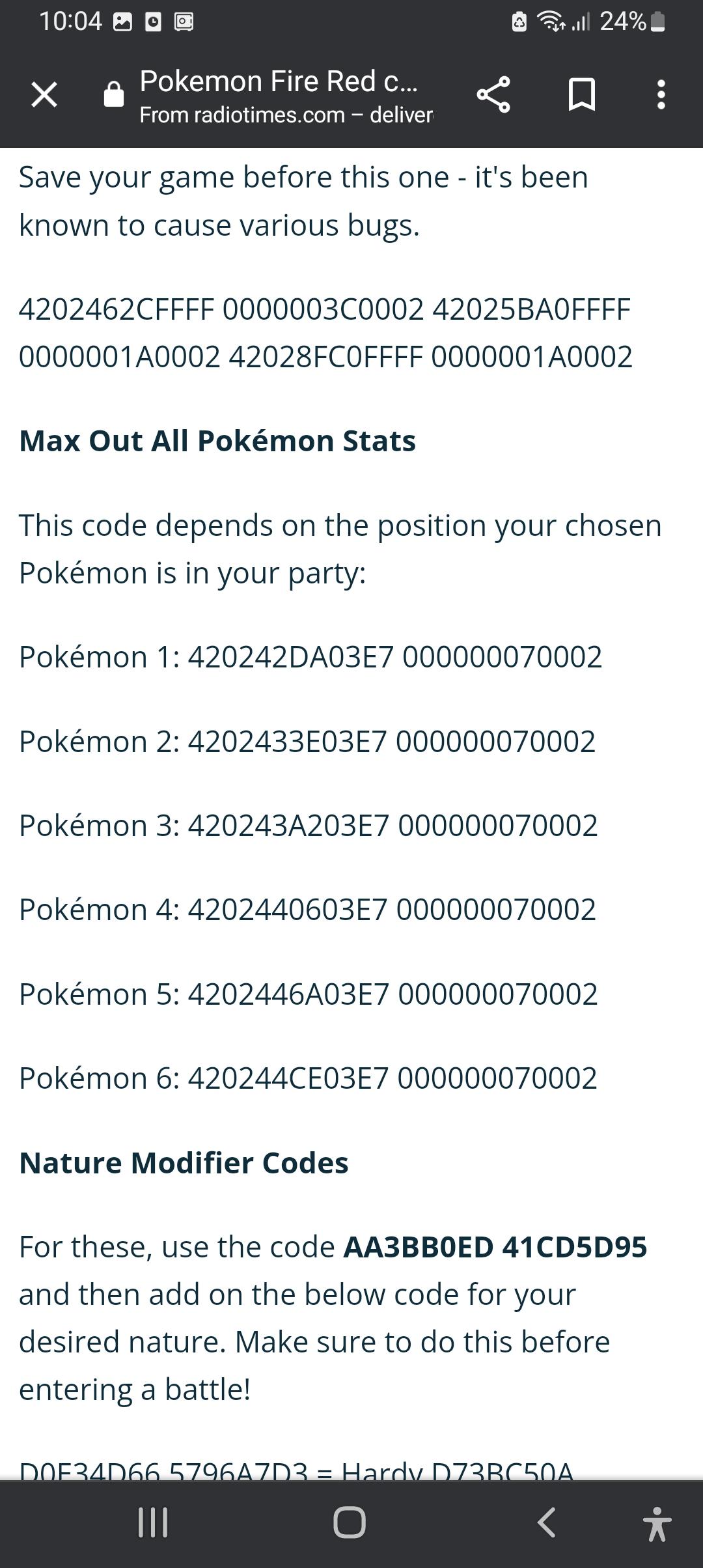 cheat codes for fire red rom