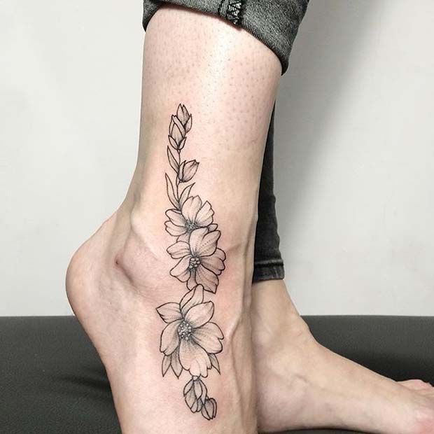 flower foot tattoo