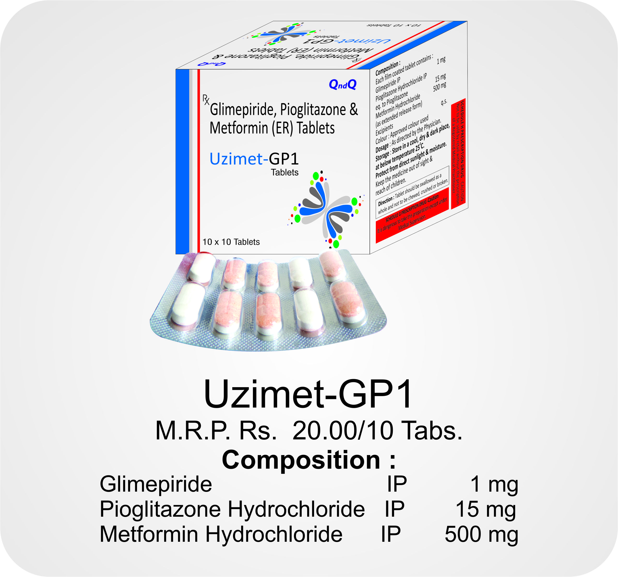 glimepiride 1 mg metformin 500 mg