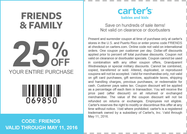 carters promo codes