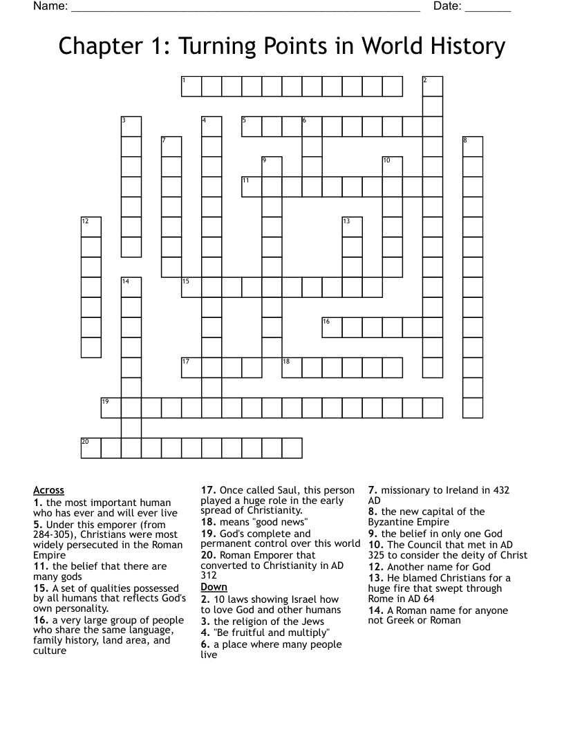 turning points crossword clue