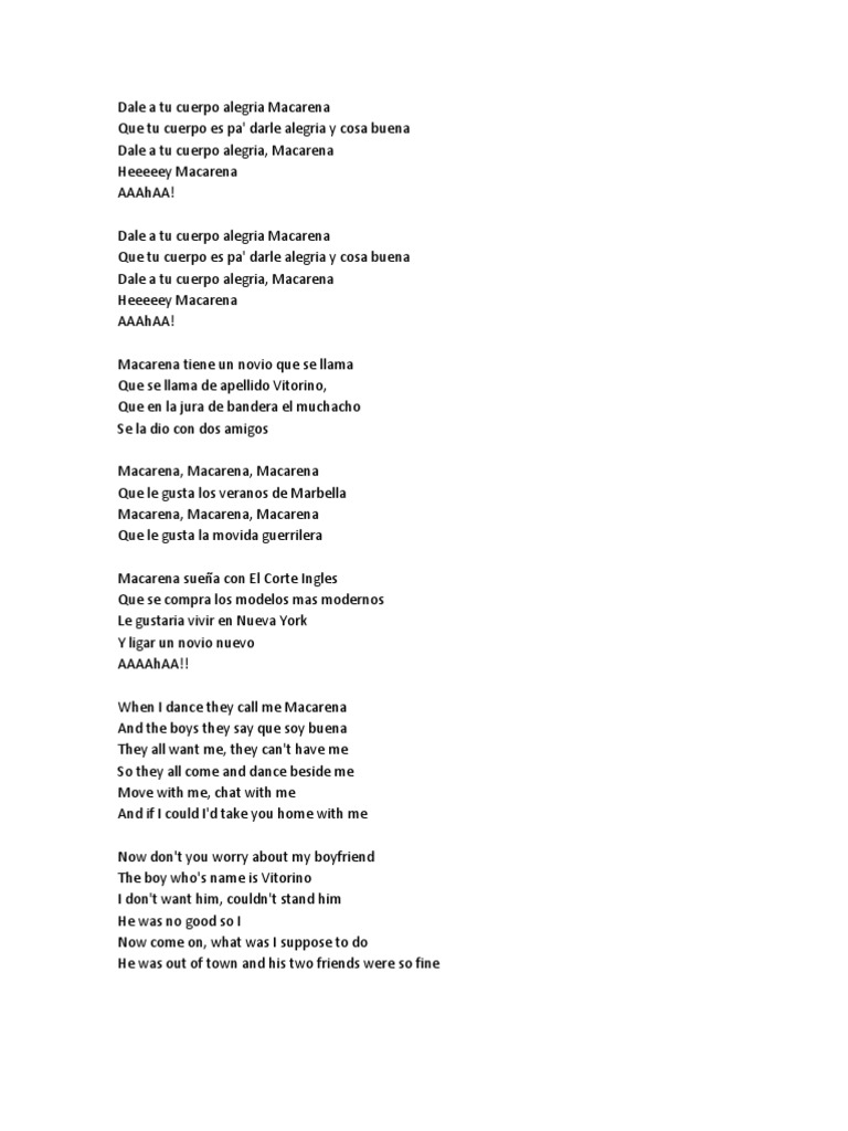 macarena lyrics english