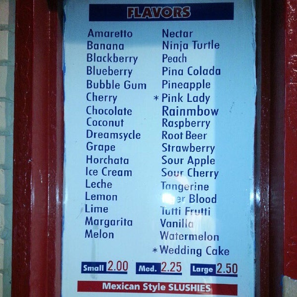 tc shaved ice menu