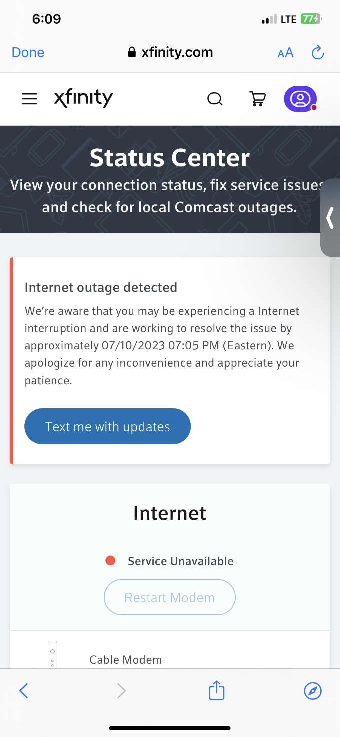 xfinity outages