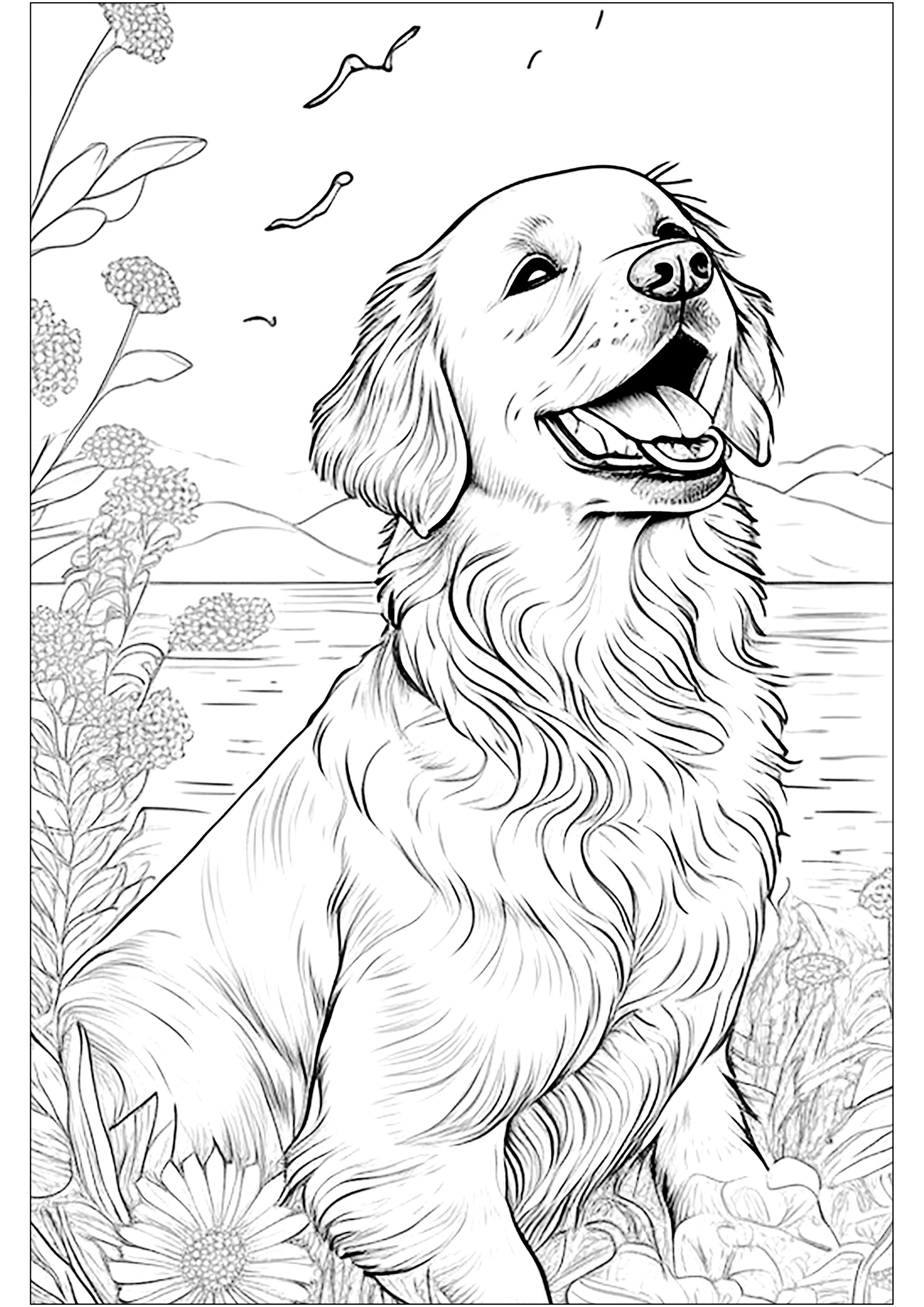 golden retriever dog coloring pages