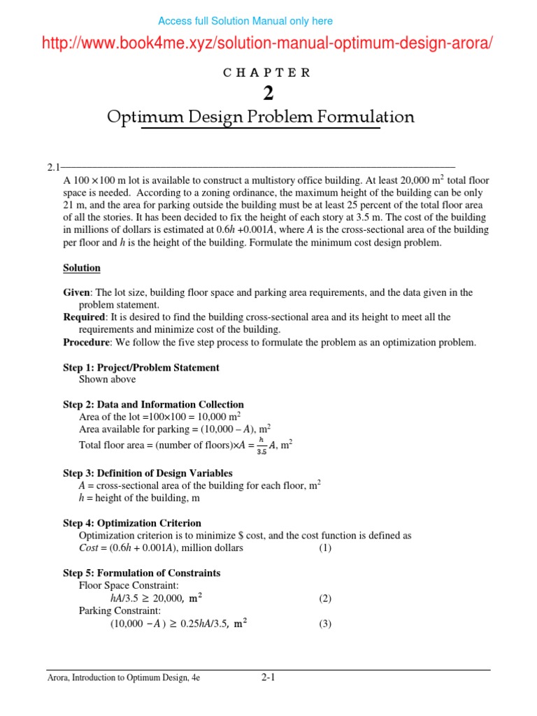 introduction to optimum design 3rd edition solution manual