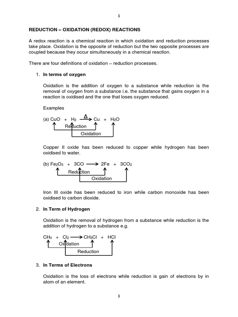 oxidation reduction pogil