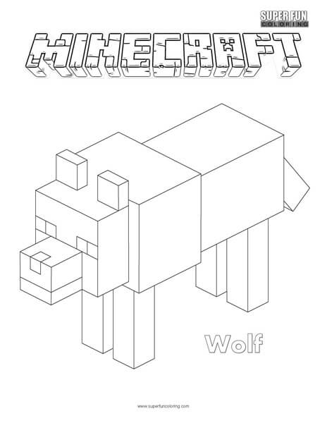 minecraft wolf colouring pages