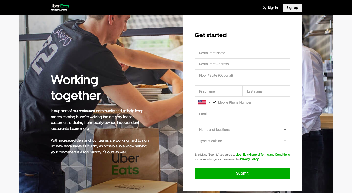 uber eats signup