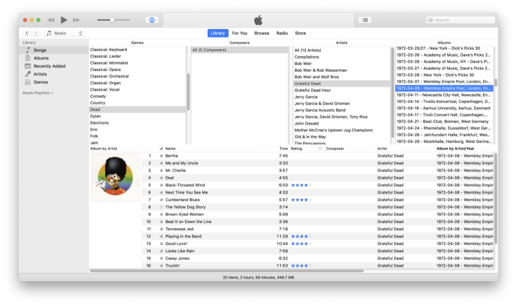 itunes column browser