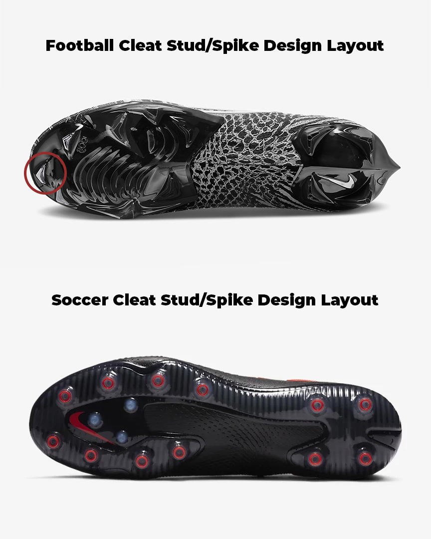 difference between soccer cleats and football cleats