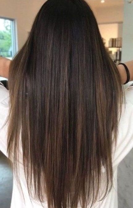 brown hair with highlights straight