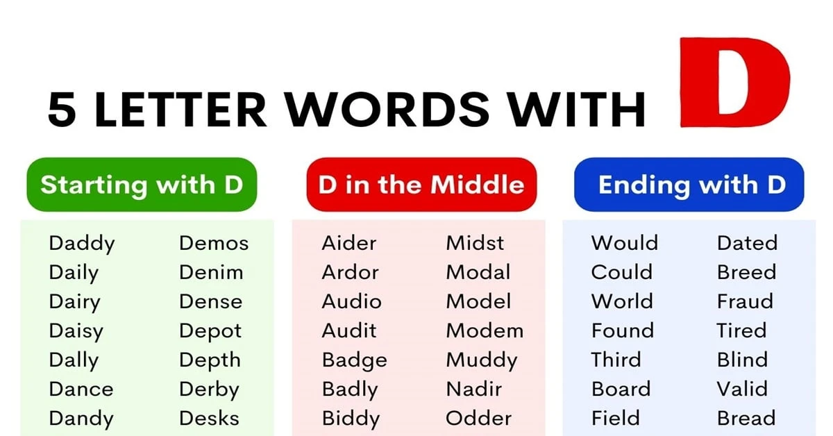 5 letter words starting with d