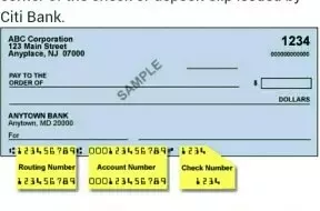 citibank transit number