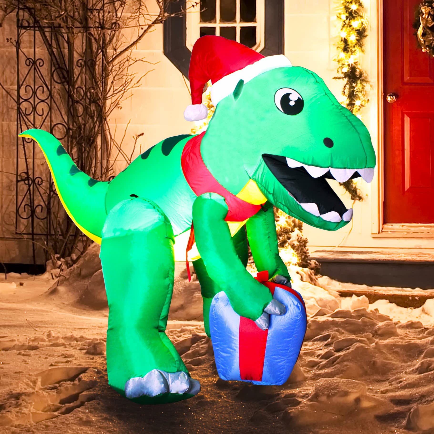 christmas dinosaur inflatable