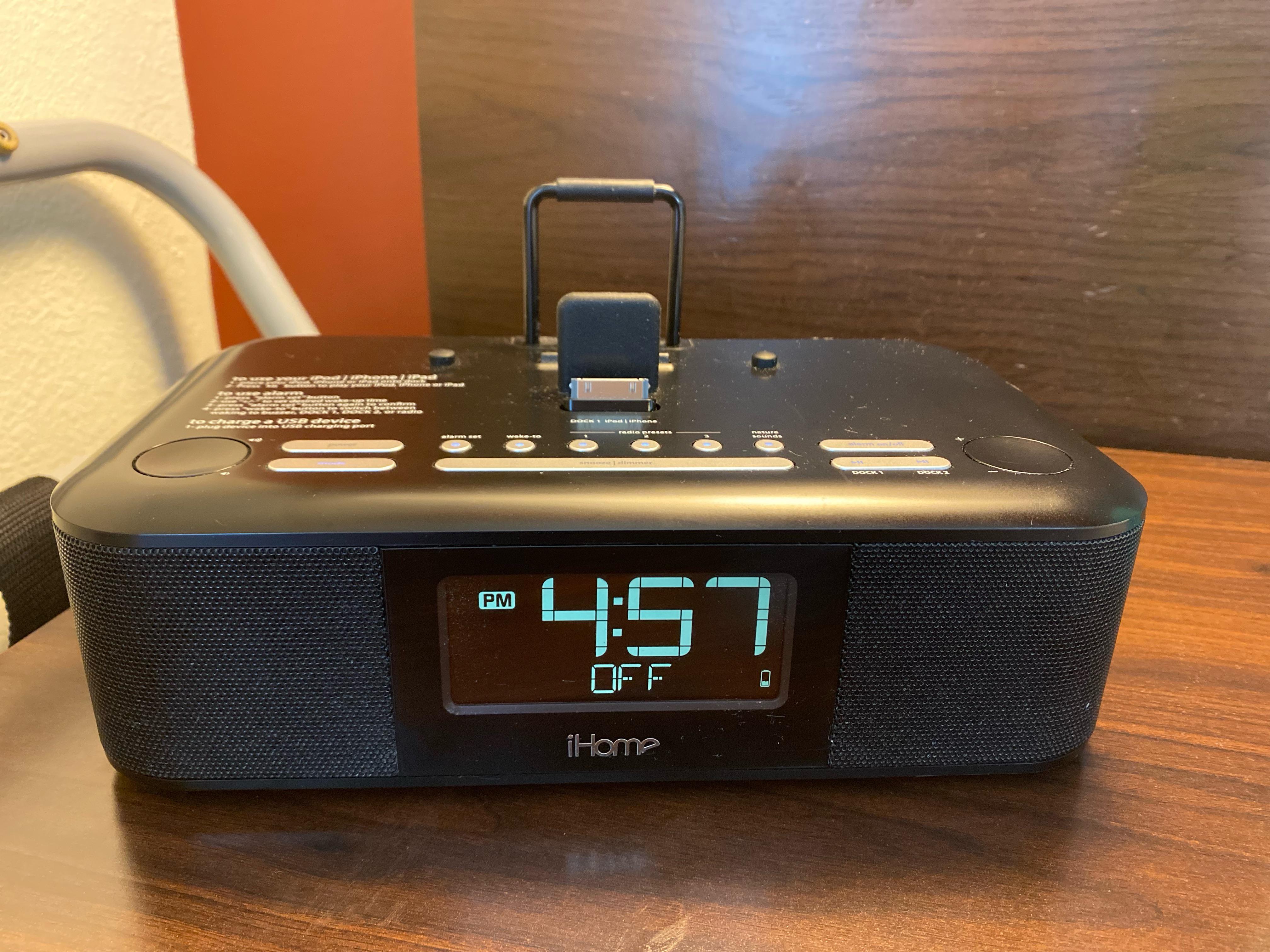 how to reset the time on an ihome