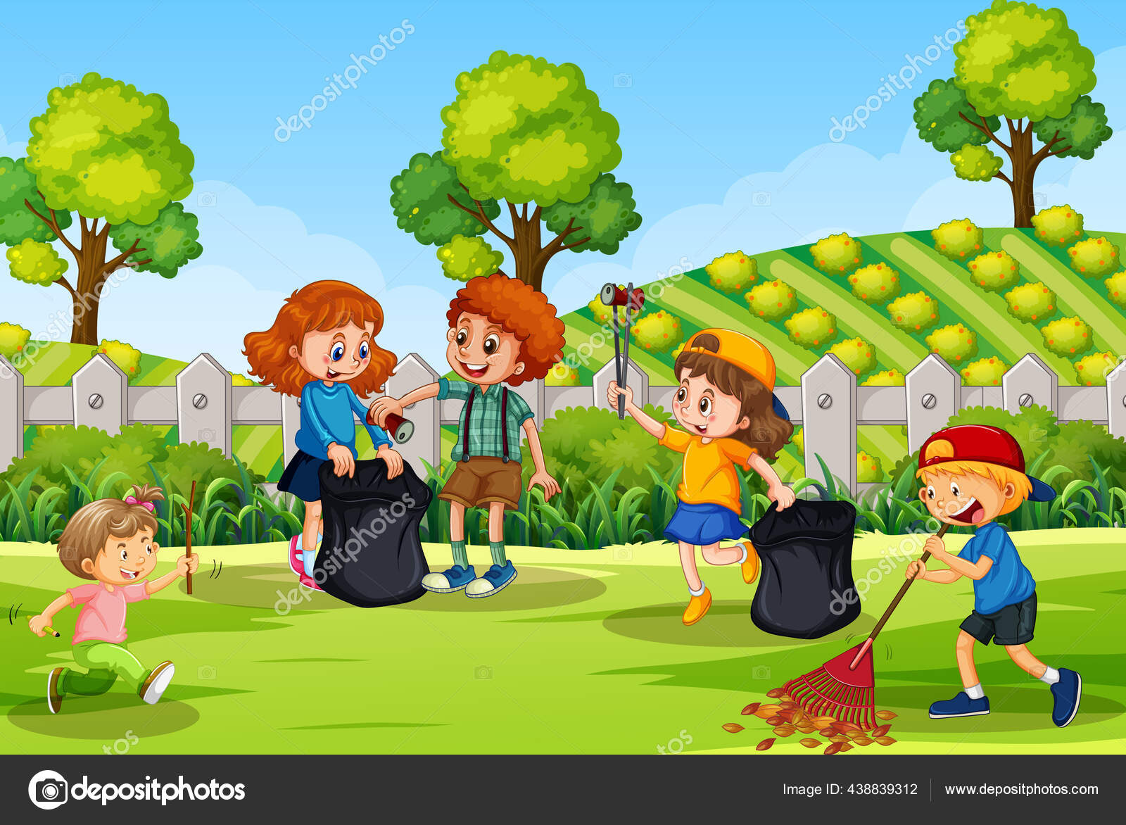 cleaning the garden clipart