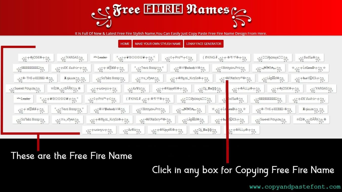 free fire name copy