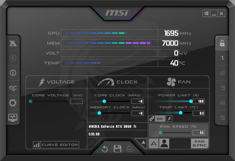 msi afterburner cpu fan speed