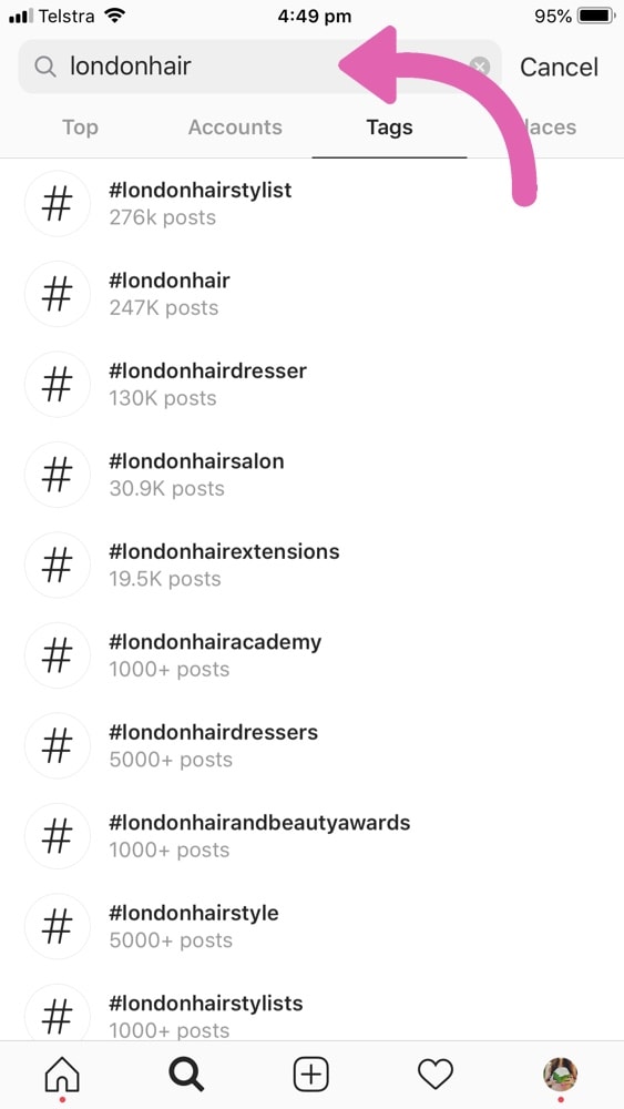 hair hashtags