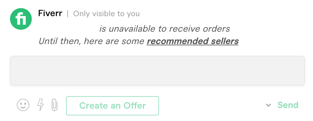 fiverr unable to send your message