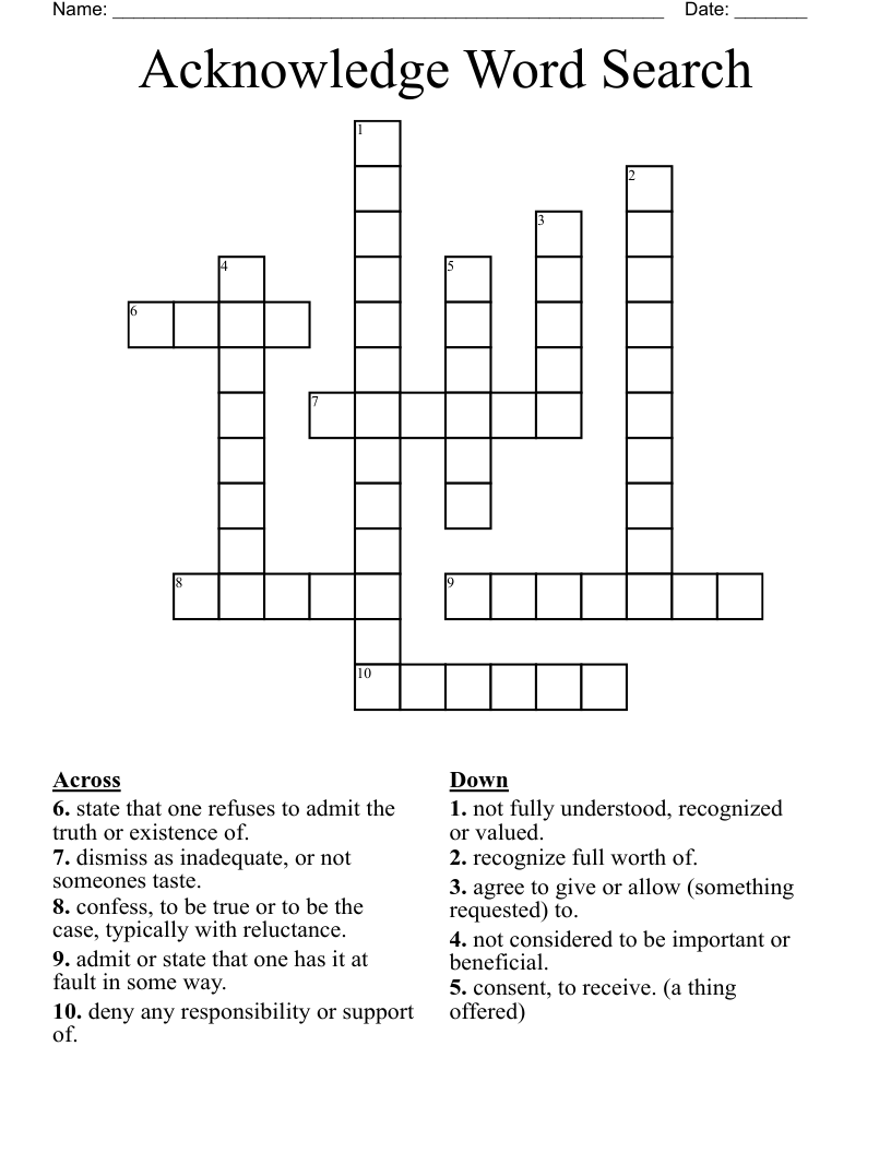 acknowledge crossword clue