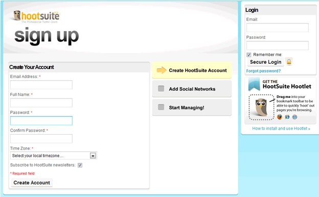 sign in to hootsuite