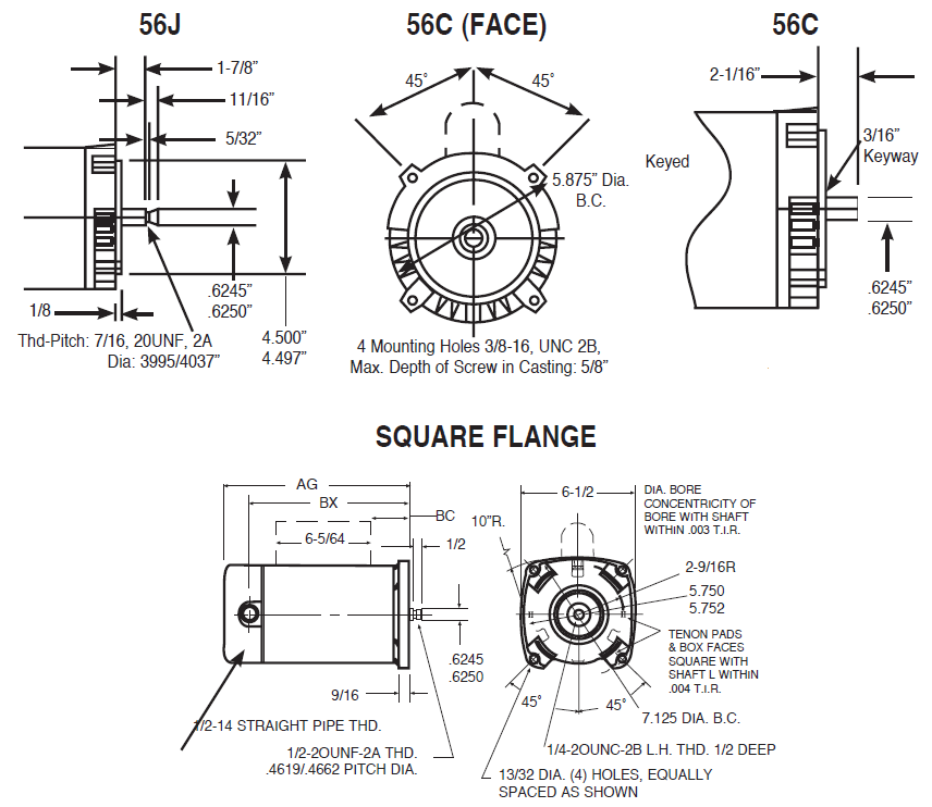 48z frame motor dimensions