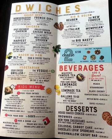 mcalisters deli menu