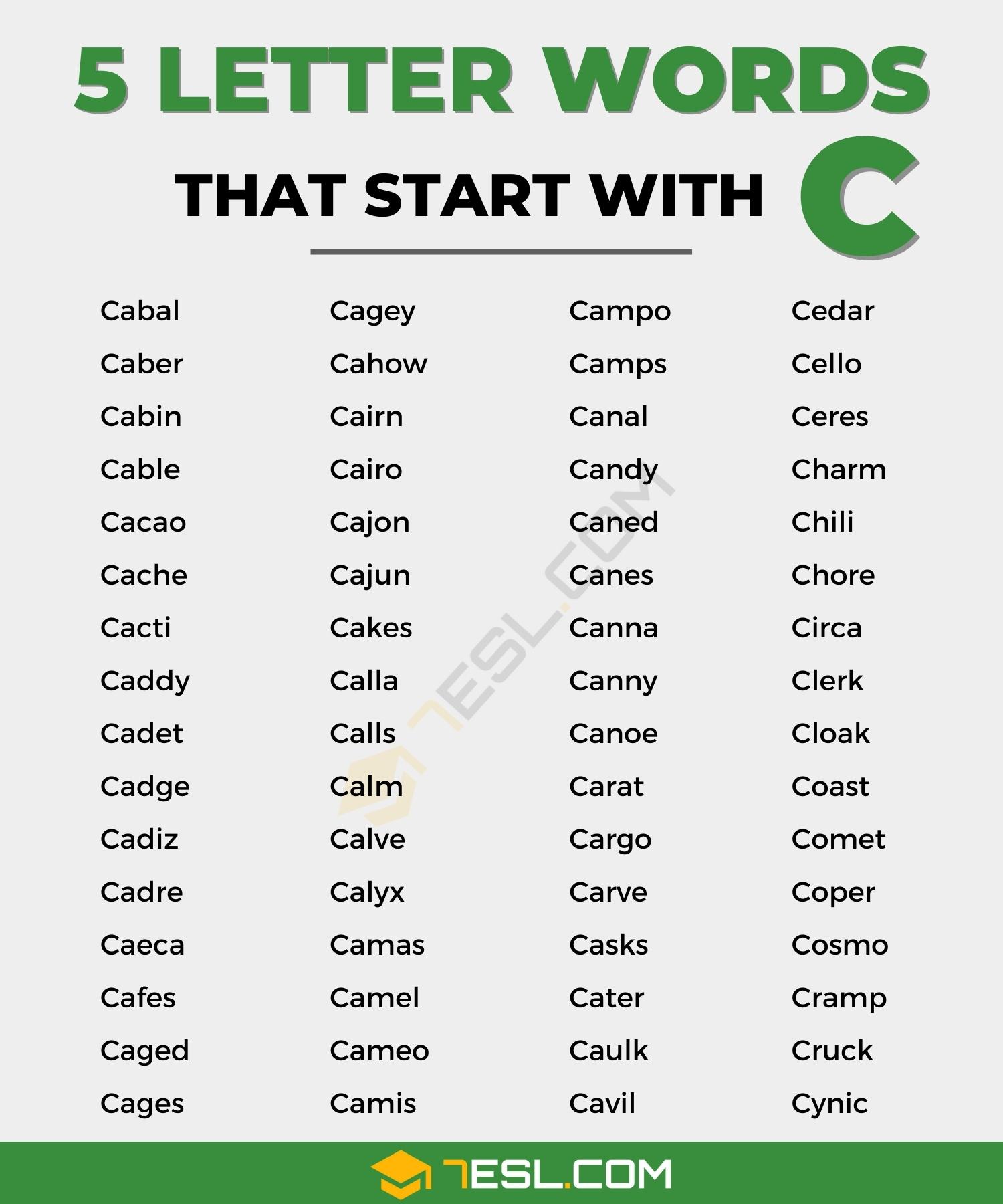 5 letter words with c and z