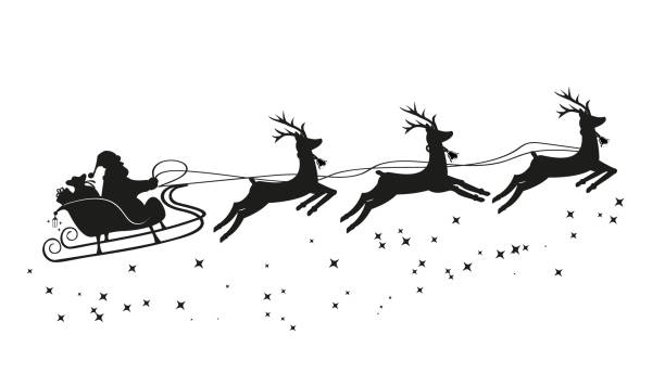 silhouette santa and sleigh