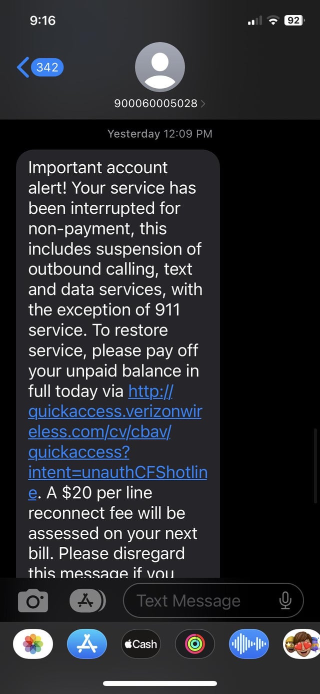 verizon account suspended non payment