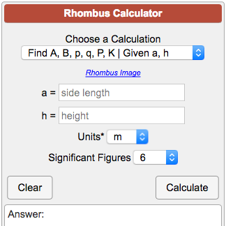 rhombus calculator