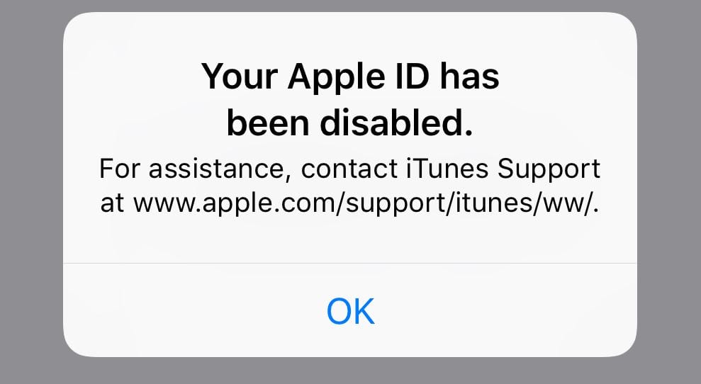 apple account disabled