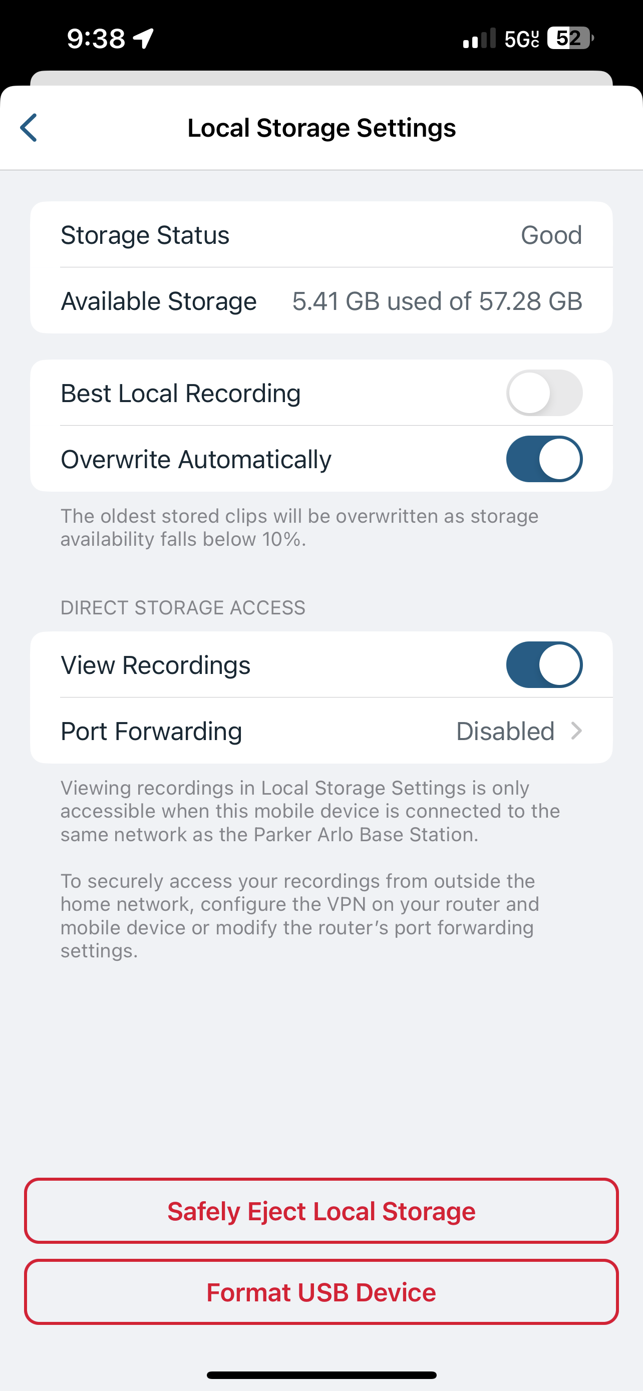 arlo not recording to local storage