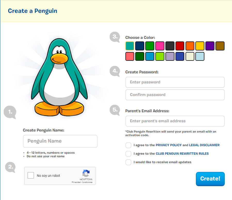club penguin rewritten register