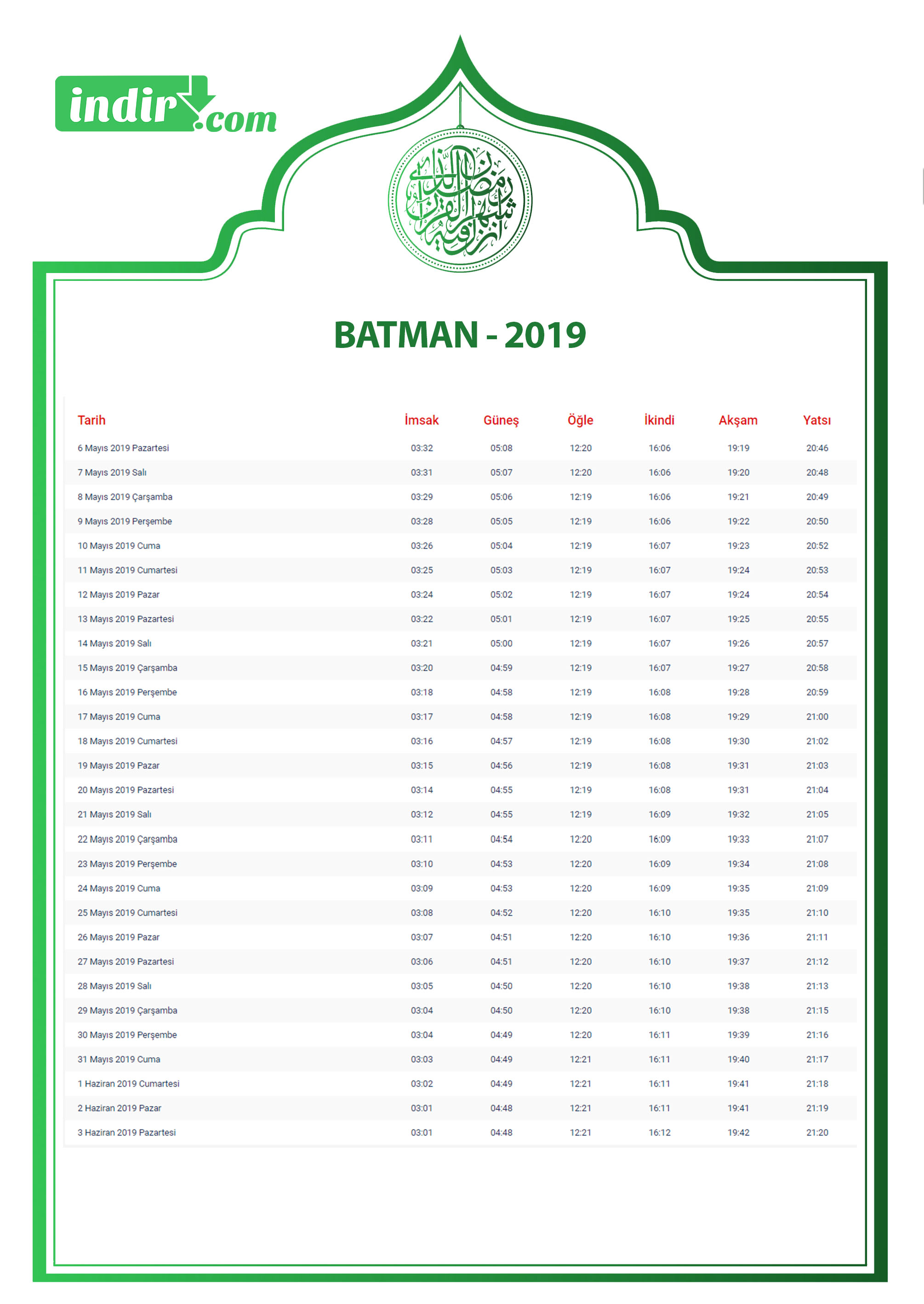 batman ezan vakitleri 2021