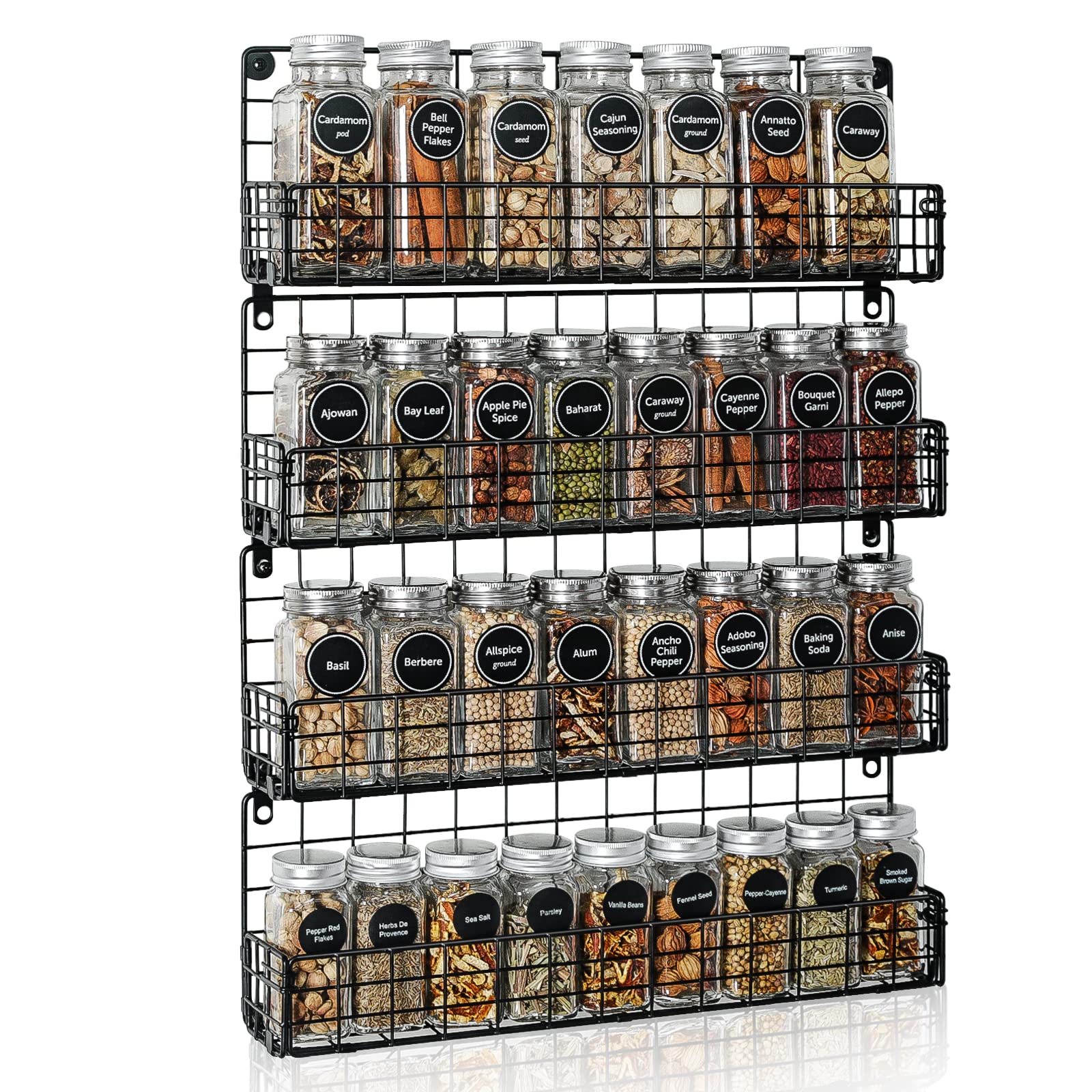 hanging spice rack with spices