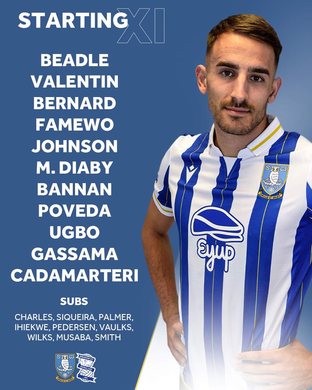 birmingham city f.c. vs sheffield wednesday lineups