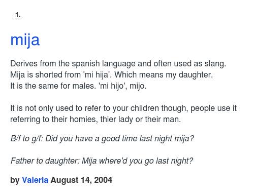 what does mima mean in spanish