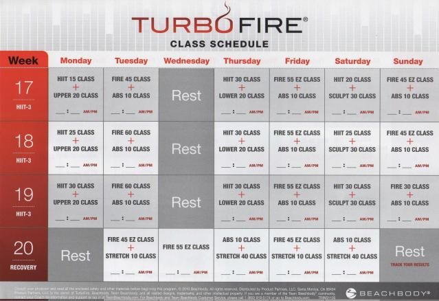 turbo fire calendar