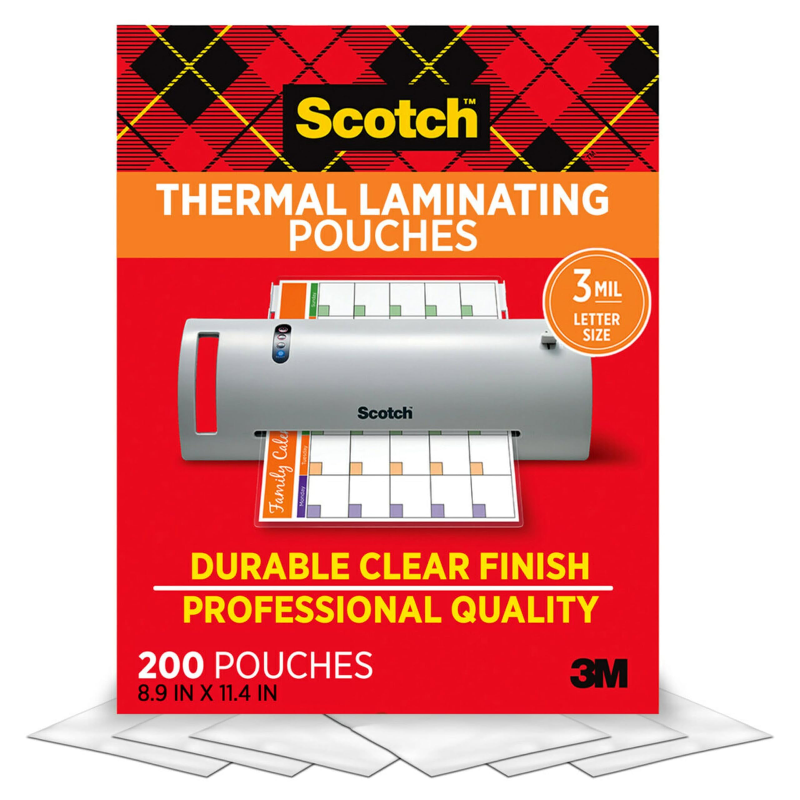 scotch laminating pouches 200 pack