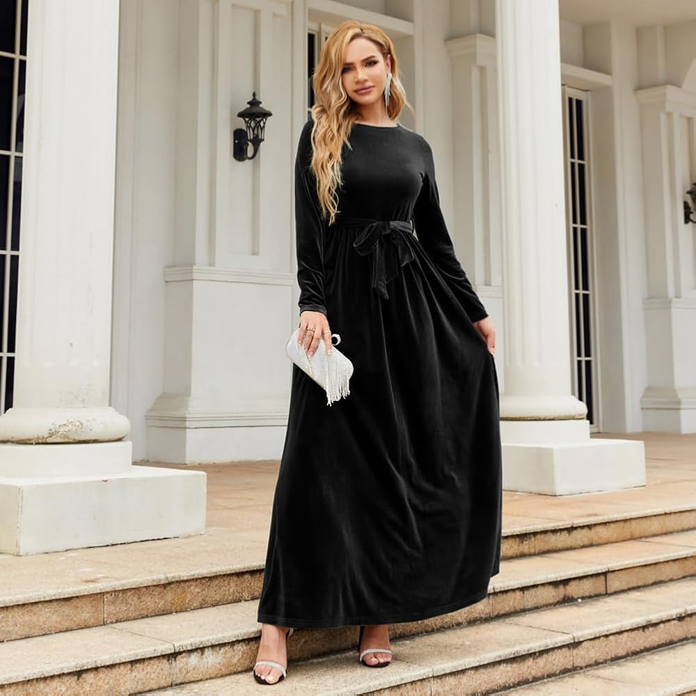 long sleeve velvet dresses