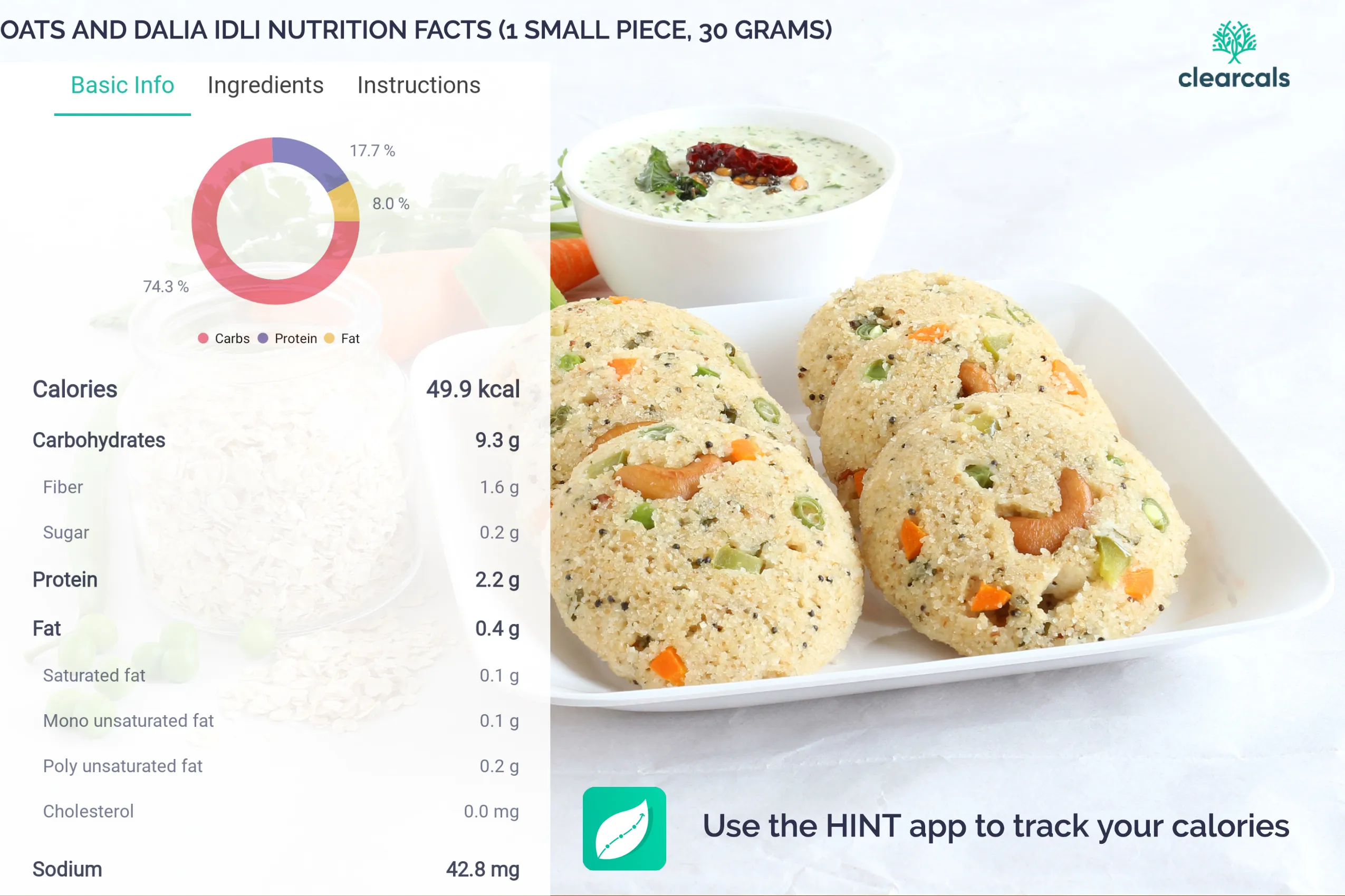 3 idli sambar calories