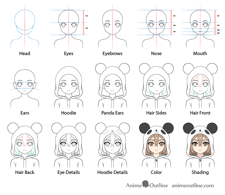 how to draw anime girl step by step