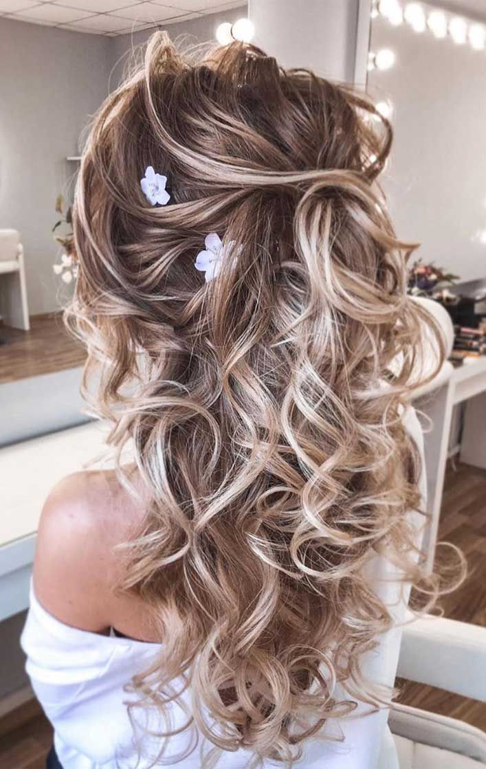 messy half up half down wedding